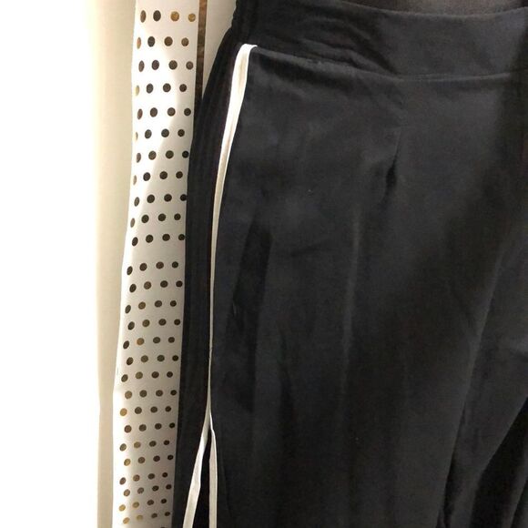 BLACK Slit Leg wide Slacks pants NWT High Waisted Trousers - Picture 4 of 5